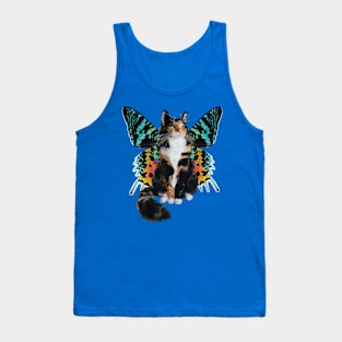 Longhair Calico Sunset Moth Flitter Kitty Tank Top